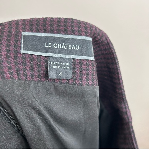 Le Chateau Mini Houndstooth Pencil Skirt Black and Plum Size  8 - Picture 6 of 8